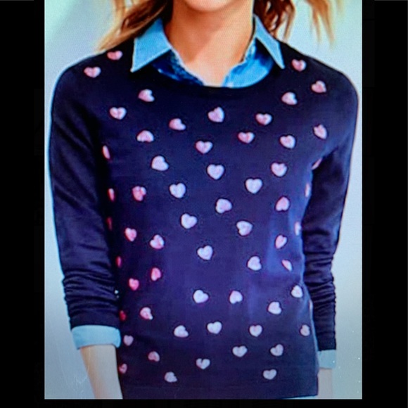Talbots Sweaters - TALBOTS HEART SWEATER SIZE MEDIUM NAVY/PINK NWT!